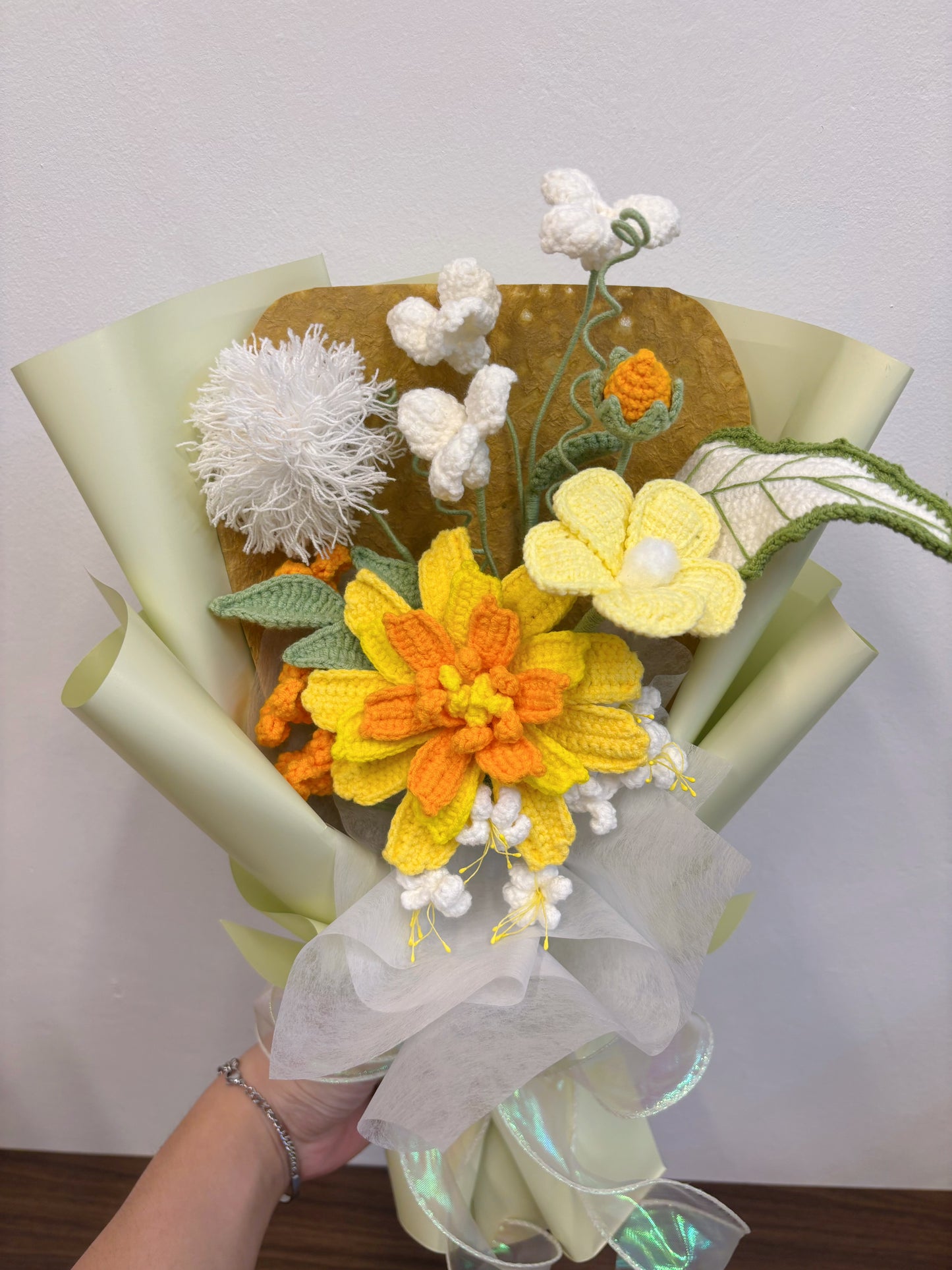 Golden Meadow Crochet Bouquet