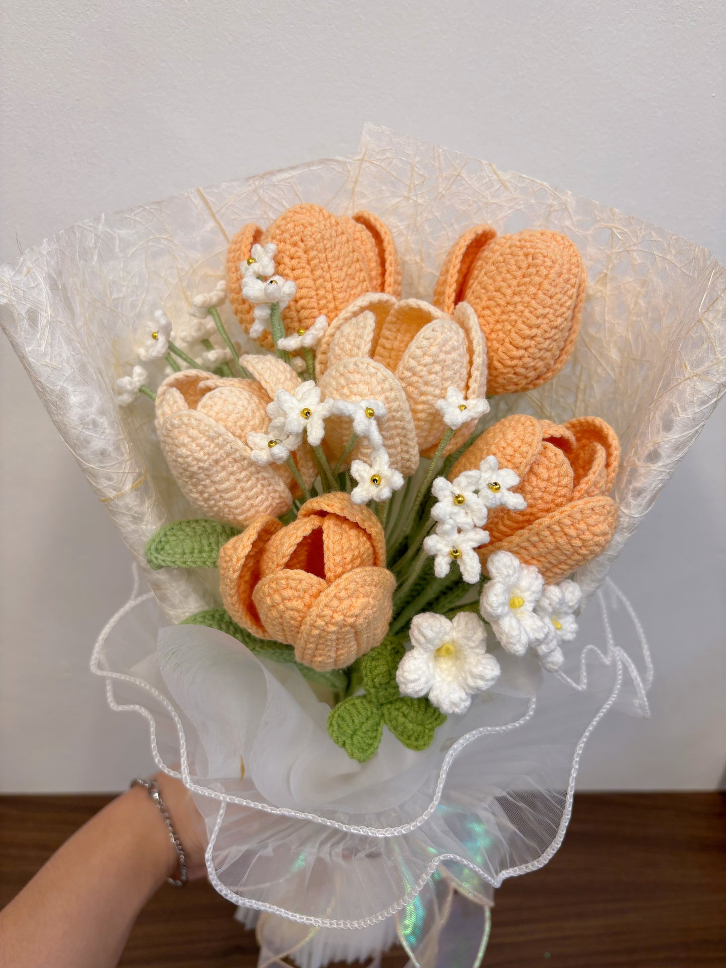 Peach Blossom Crochet Bouquet