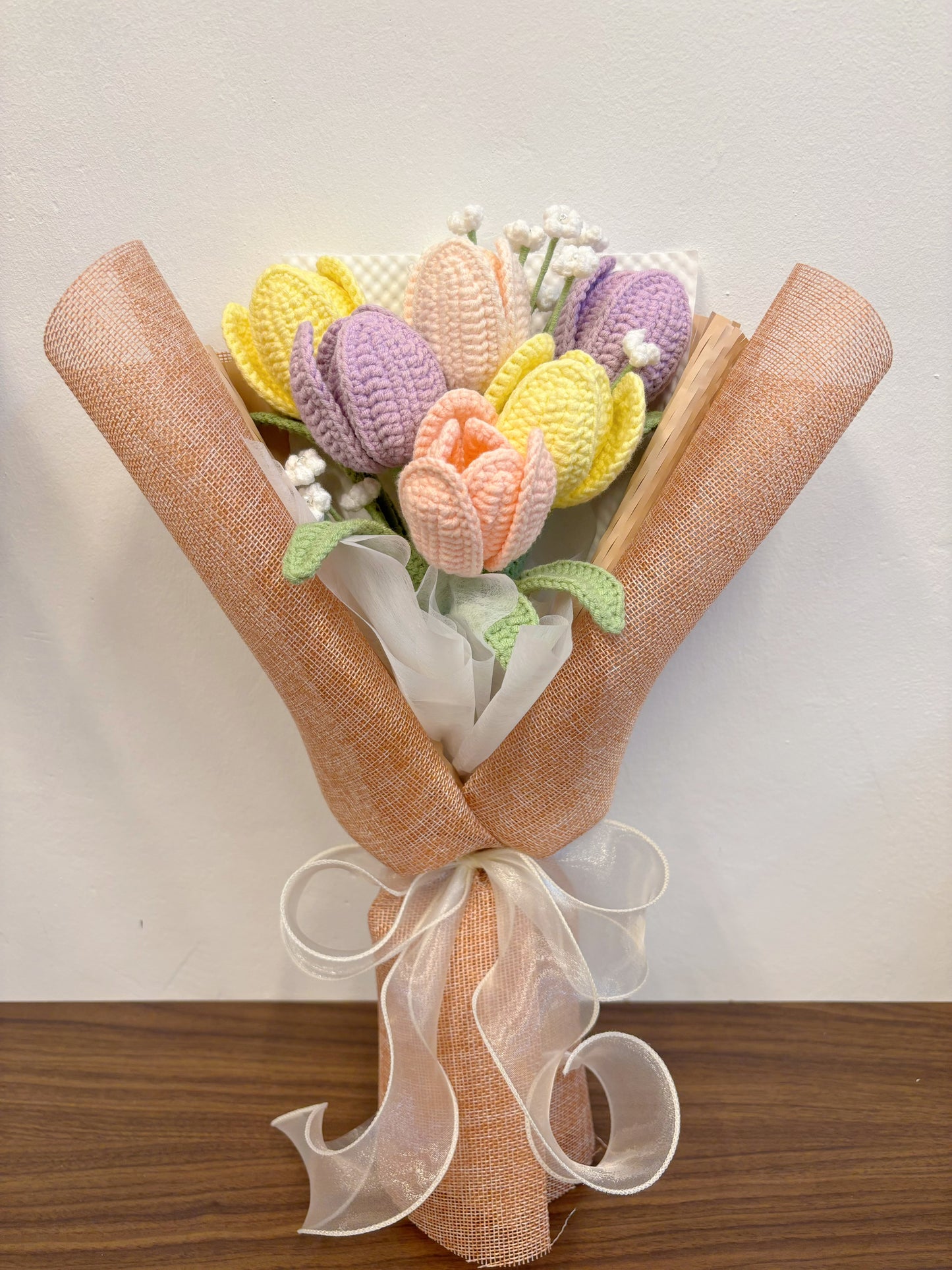 Pastel Bliss Crochet Tulip Bouquet