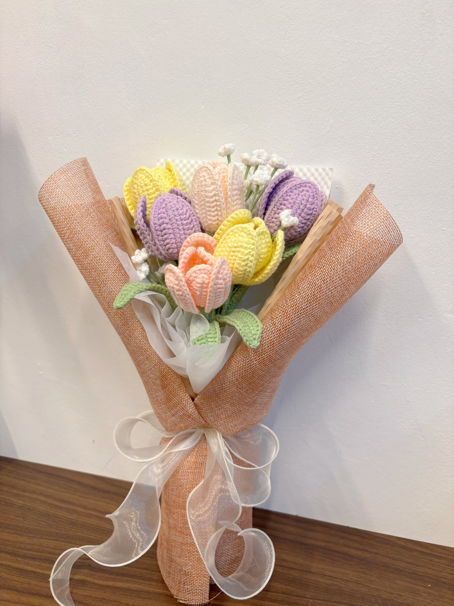 Pastel Bliss Crochet Tulip Bouquet