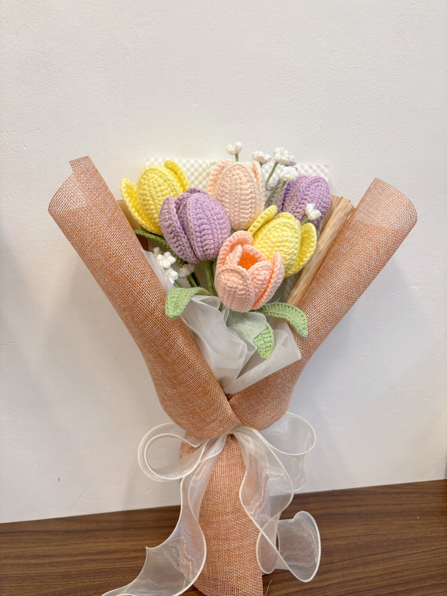 Pastel Bliss Crochet Tulip Bouquet