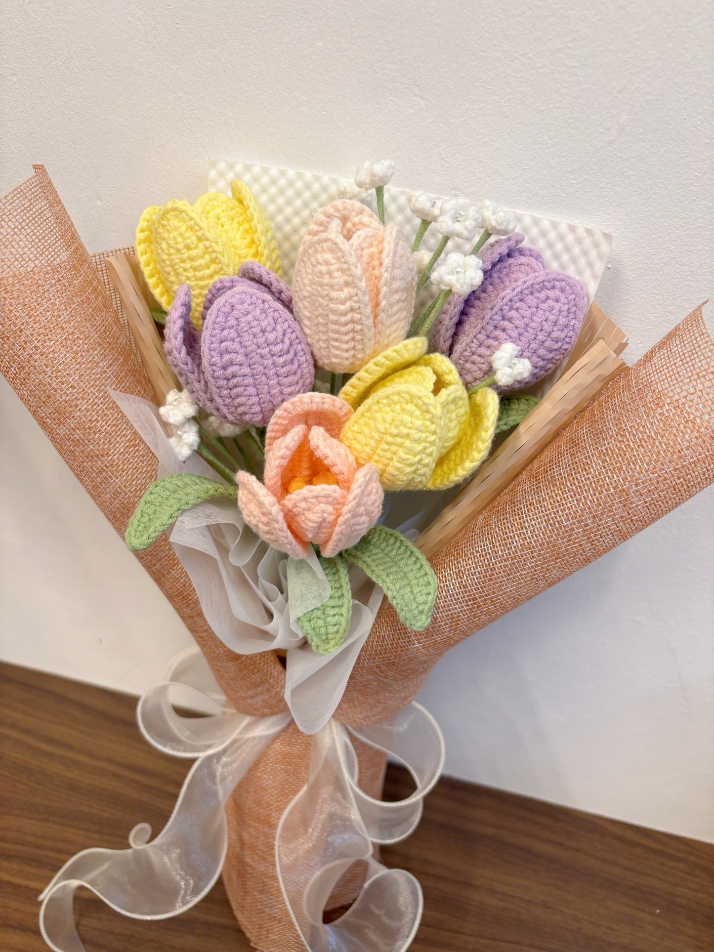Pastel Bliss Crochet Tulip Bouquet