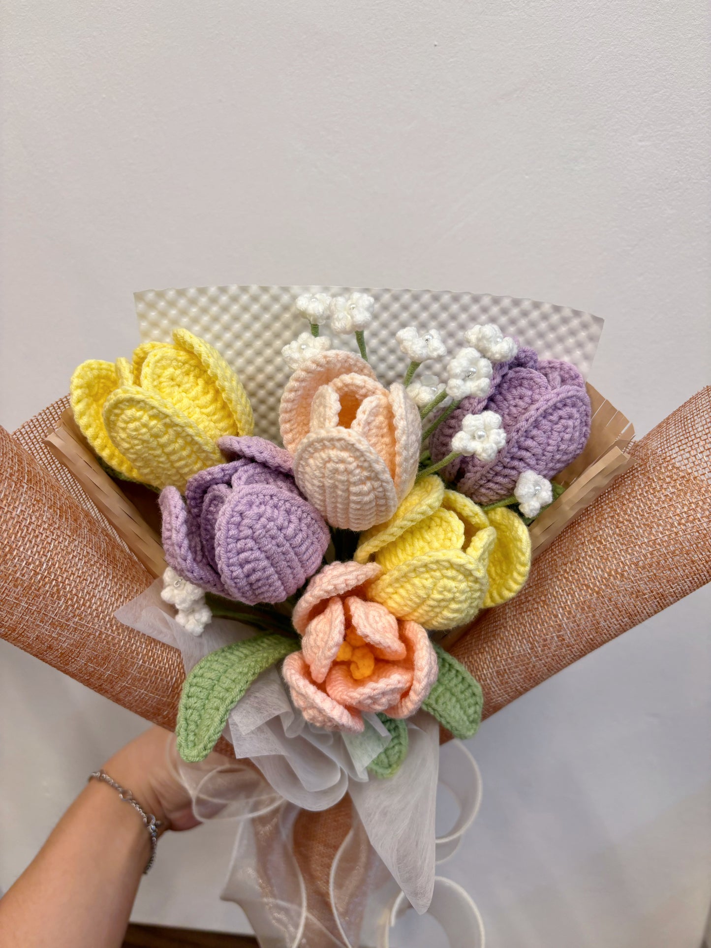 Pastel Bliss Crochet Tulip Bouquet