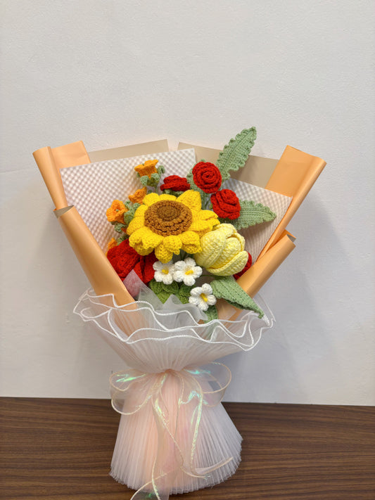Sunshine Harmony Crochet Bouquet