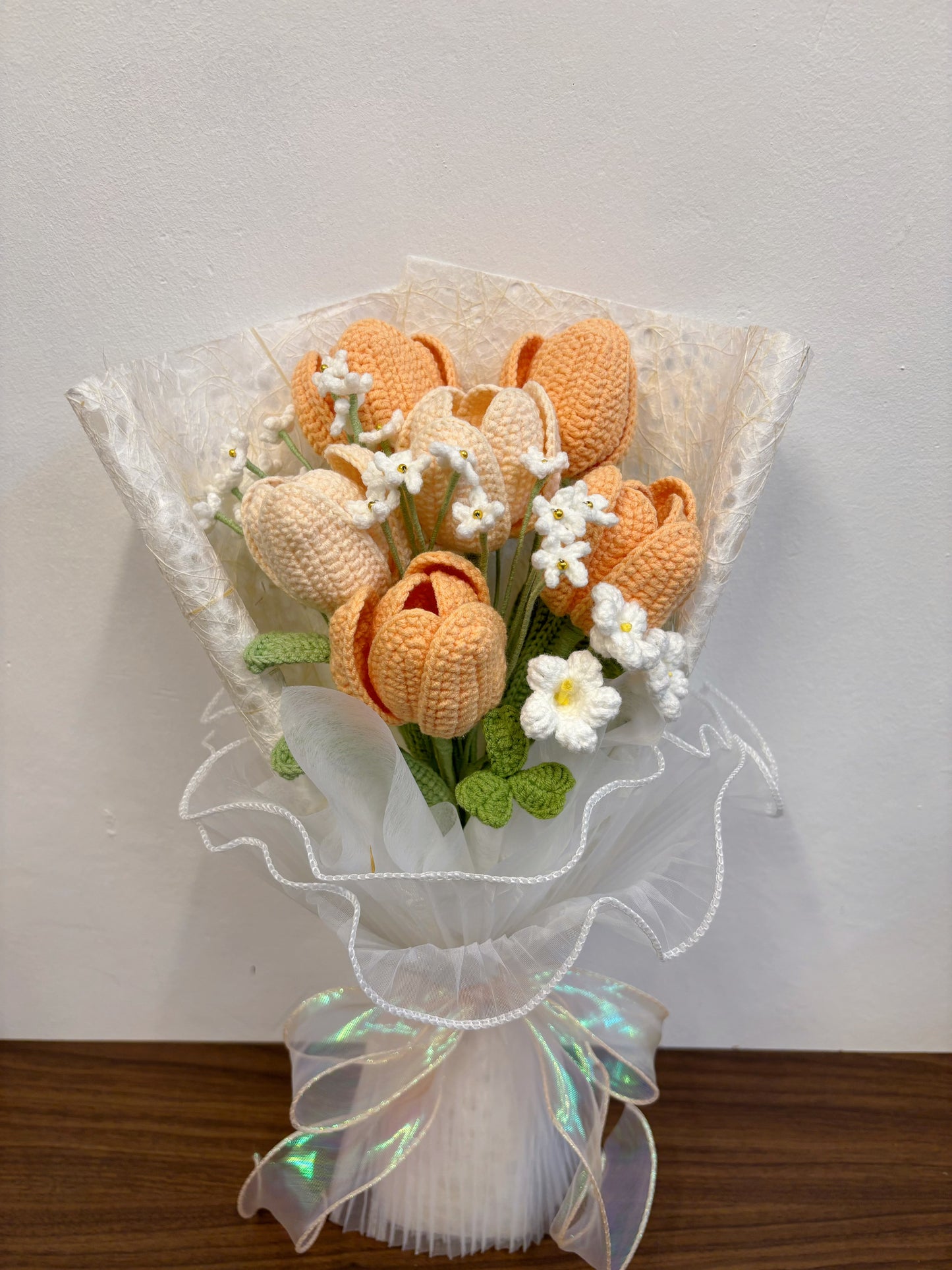 Peach Blossom Crochet Bouquet