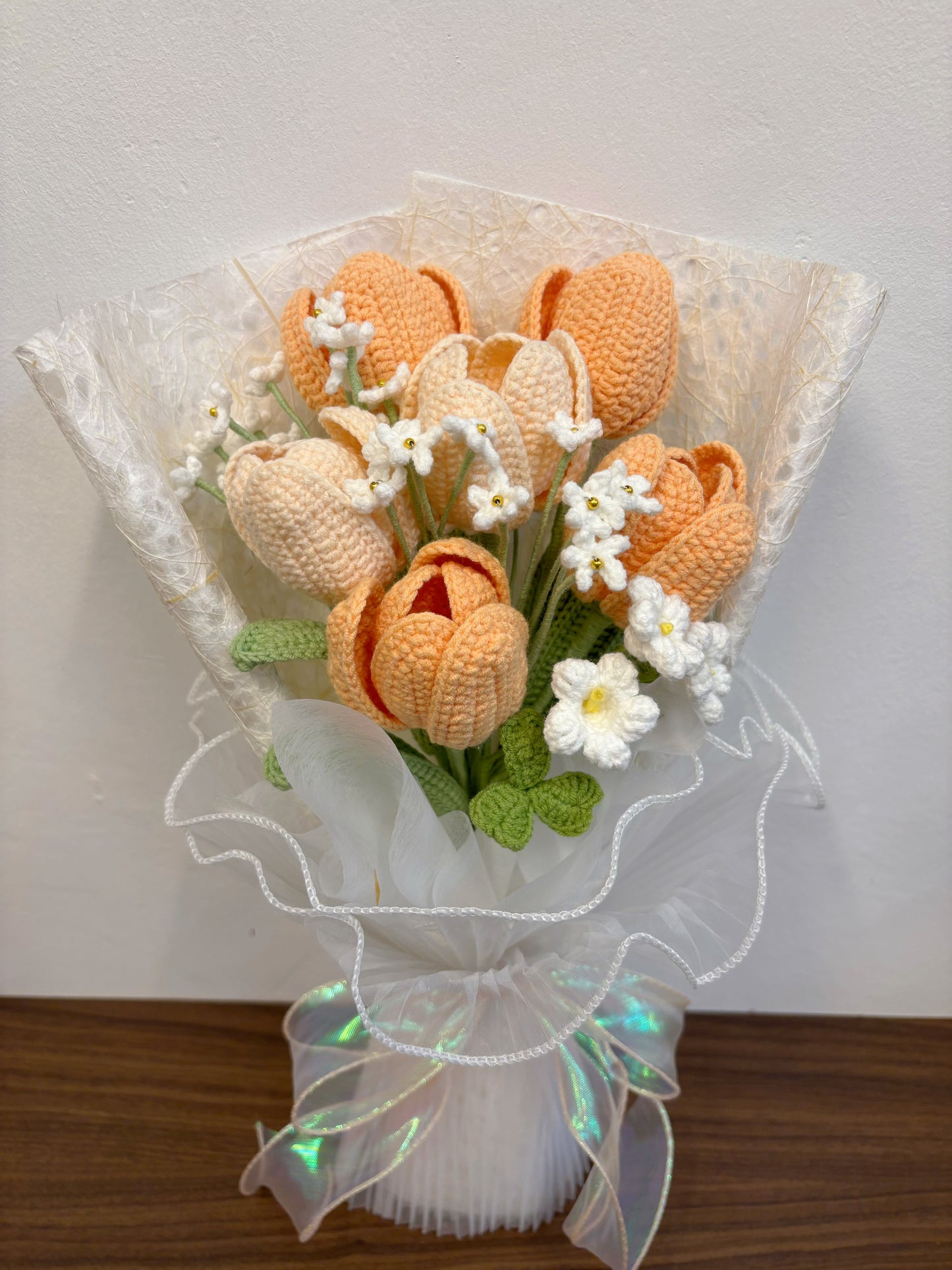 Peach Blossom Crochet Bouquet