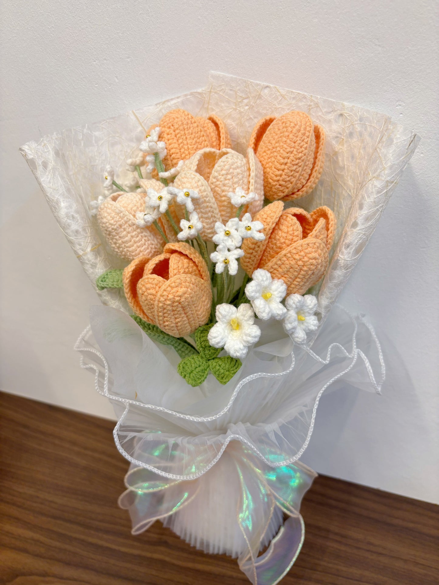 Peach Blossom Crochet Bouquet