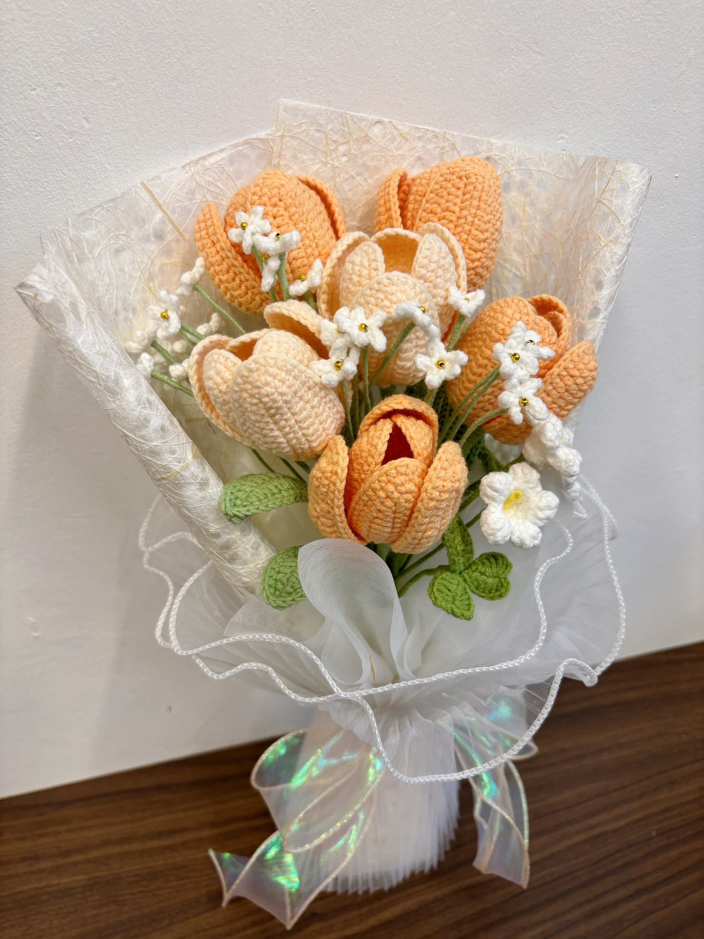 Peach Blossom Crochet Bouquet